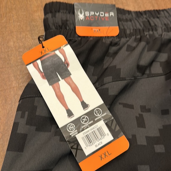 Spyder men’s active shorts camo black gray size XXL NWT 2 pockets - Picture 9 of 9